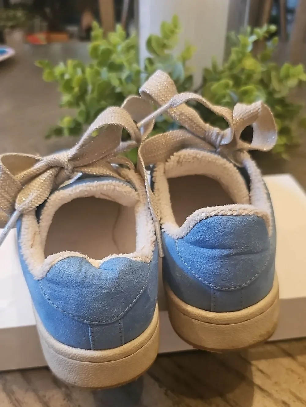 Blue Suede Casual Sneakers with Charm Accents Size 13
